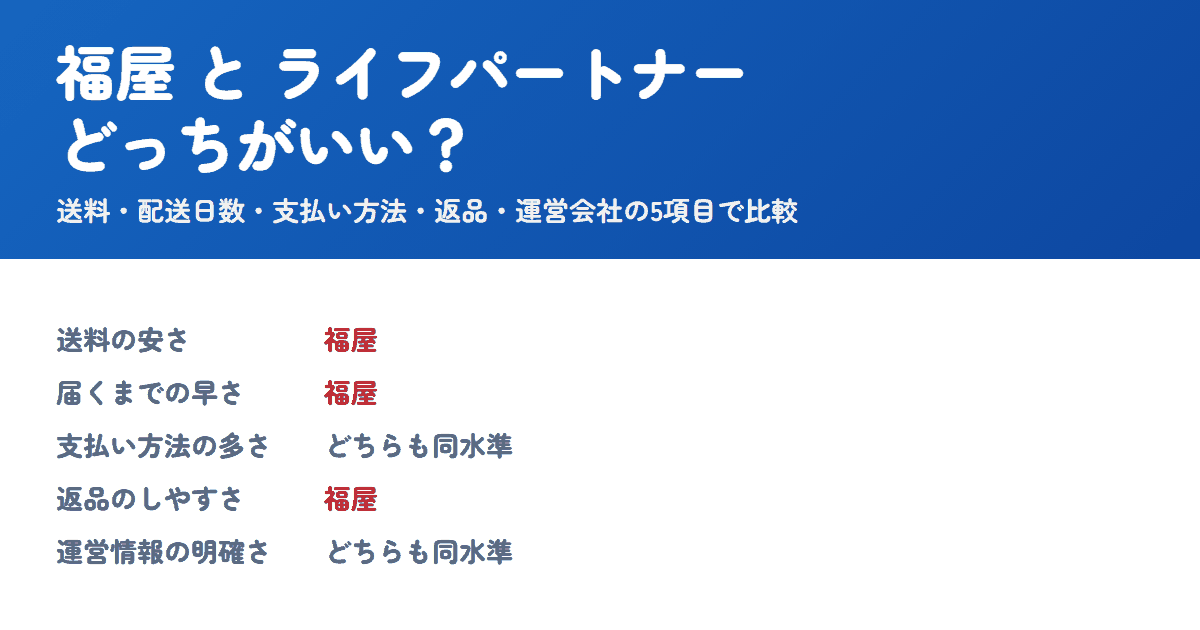 福屋とライフパートナーを比較！どっちがいい？